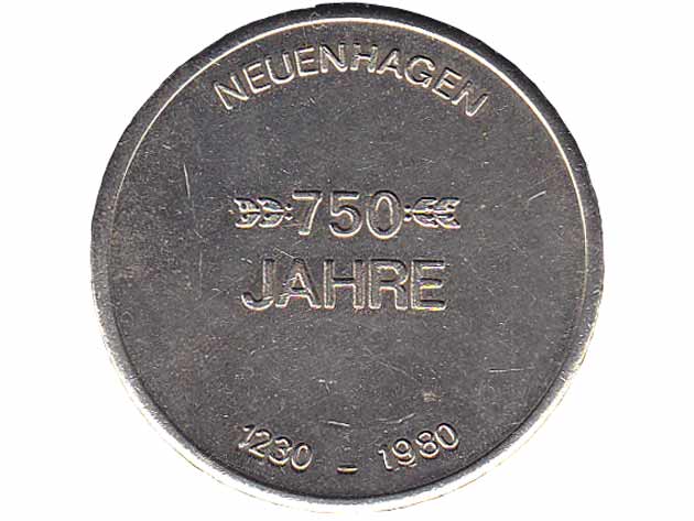 Gedenkmünze "750 Jahre Neuenhagen" 1230-1980, Rückansicht