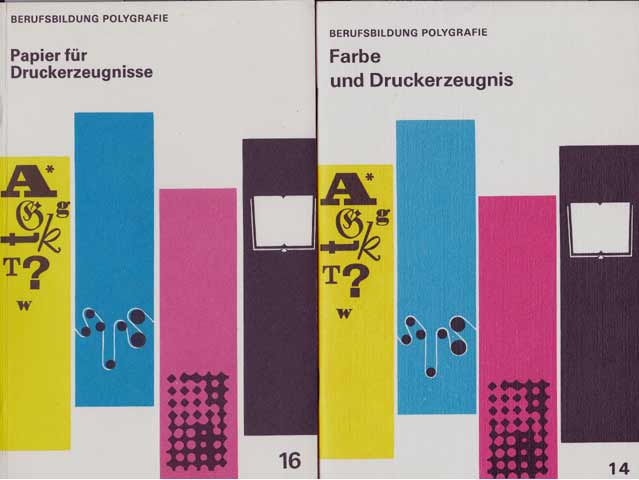Berufsausbildung Polygrafie.  Siegfried Rühle/Dietrich Kühn: Farbe und Druckerzeugnisse (Heft 14) und  Wolfgang Sterl/Vera Großmann; Dietrich Kühn: Papier für die Druckerzeugnis (Heft 16). 1989/1990