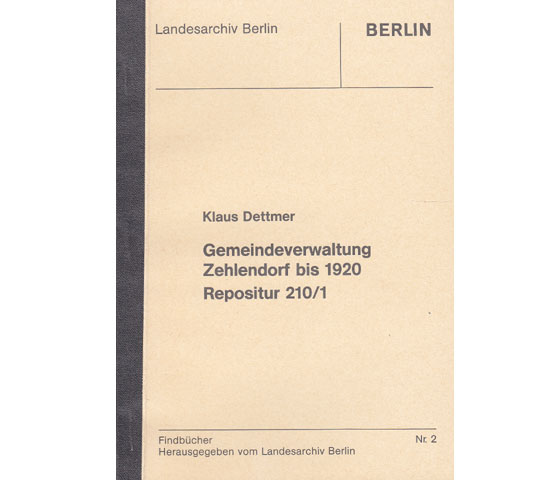Büchersammlung "Findbücher Landesarchiv Berlin". 3 Titel. 