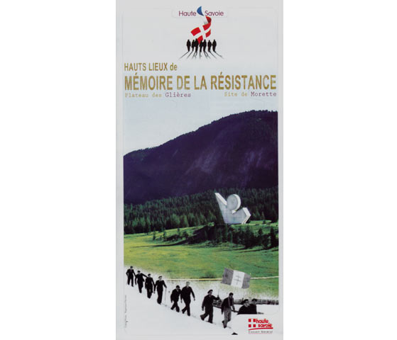 Résistance-Gedenkstätte in Annecy (Haute Savoie) mit dem Titel „Hauts Lieux de Mémoire de la Résistance“. Faltblatt
