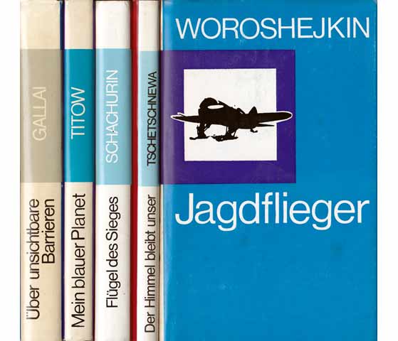 Büchersammlung "Jagdfliegern/Testpiloten. Memoiren" 7 Titel. 