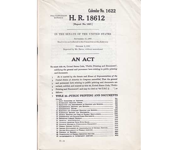Calendar No. 1622. 90th Congress 2D Session. H. R. 18612. Report No. 1621. In the Senate of the United States