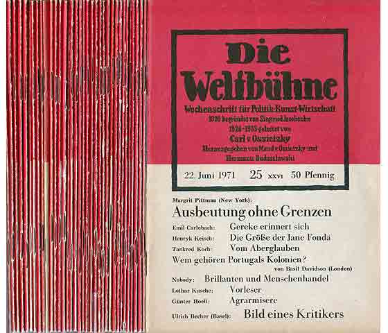 „Die Weltbühne“ mit Artikeln von Günter Hoell. 36 Titel. 