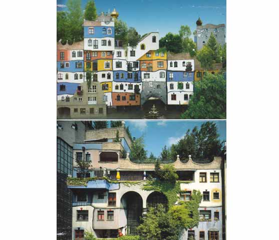 HundertwasserHaus Wien. Hausinformationen Wien Kegelgasse. 12 farbige Leporello-Karten