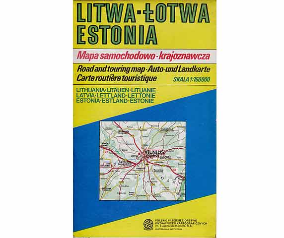 Litwa, Lotwa, Estonia. Litauen, Lettland, Estland. Faltkarte. Auto-und Landkarte. Maßstab 1:750 000