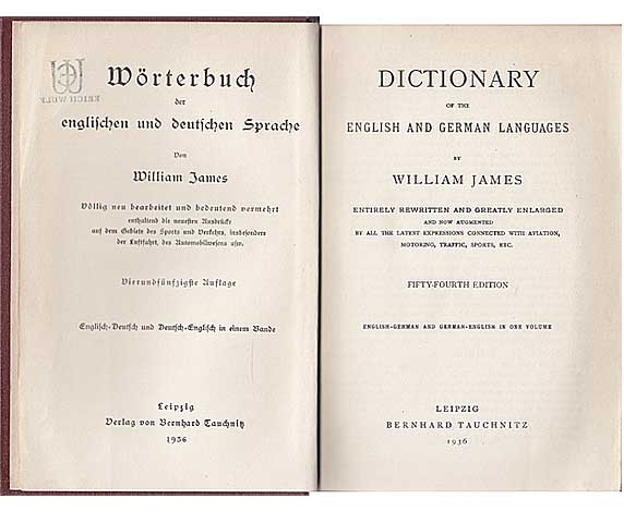 Wörterbuch der englischen und deutschen Sprache. 54. Auflage
