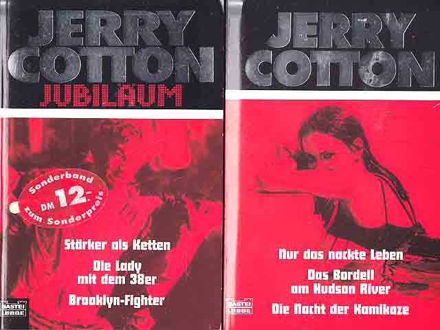 Büchersammlung „Jerry Cotton. Kriminalromane“. 9 Titel. 