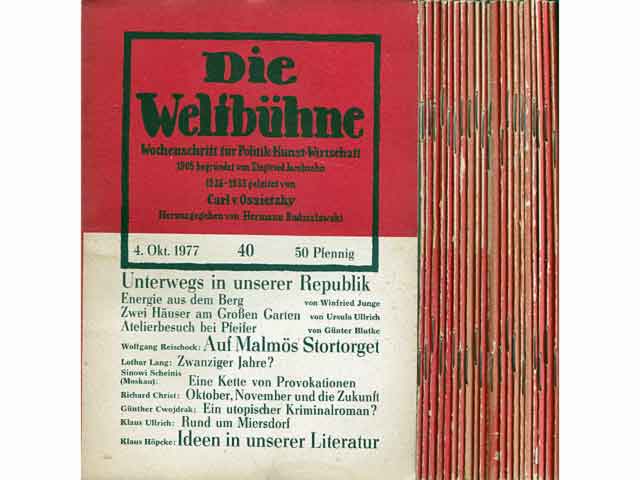 „Die Weltbühne“ mit Artikeln von Klaus Höpcke. 24 Hefte. 
