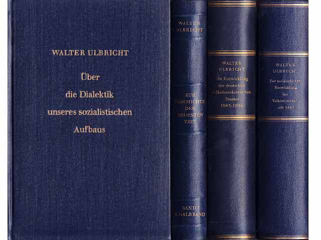 Büchersammlung "Walter Ulbricht - Buchausgaben in dunkelblauem Kunstleder-Einband". 4 Titel. 