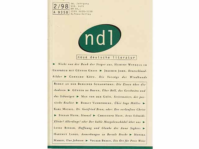 ndl. neue deutsche literatur. 46. Jahrgang. 518. Heft. 2/1998. Zeitschrift für deutschsprachige Literatr