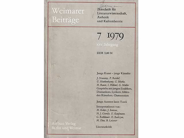 Das"AbenteuerTrasse" in Text und Bild. In: Weimarer Beiträge, Zeitschrift für Literaturwissenschaft, Ästhetik und Kulturtheorie. Heft 7/1979. Dort S. 153-157