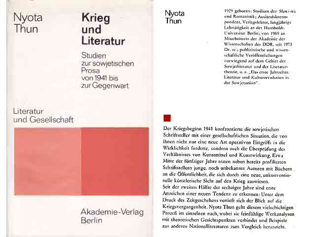 Krieg und Literatur. Studien zur sowjetischen Prosa von 1941 bis zur Gegenwart. Hrsg. von der Akademie der Wissenschaften der DDR, Zentralinstitut für Literaturgeschichte. 1. Auflage