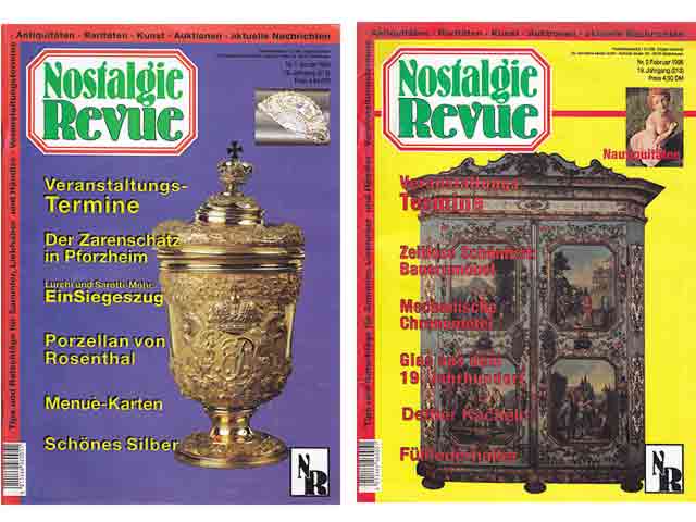 Zeitschriften-Sammlung „Nostalgie Revue. Antiquitäten, Raritäten, Kunst“. 8 Titel (62 Hefte). 