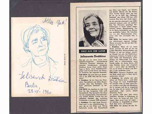Schwarzer Zwieback. Übersetzung aus dem Russischen von Leon Nebenzahl. 4. Auflage. Von der Autorin am 22.VIII.1967 in deutscher Sprache signiert