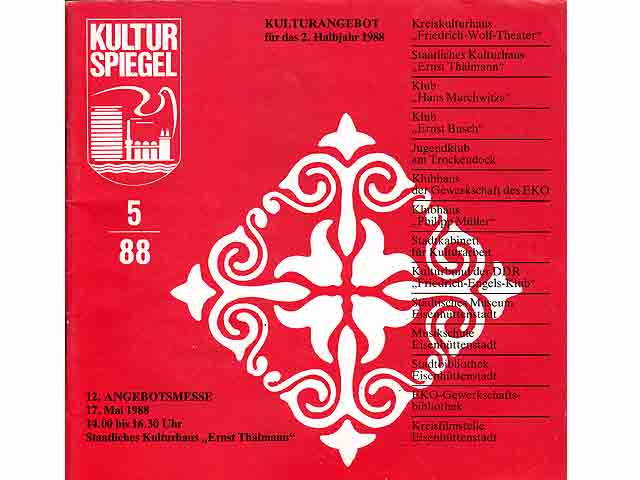 Kulturspiegel Eisenhüttenstadt. Heft 7/1987 und Heft 5/1988