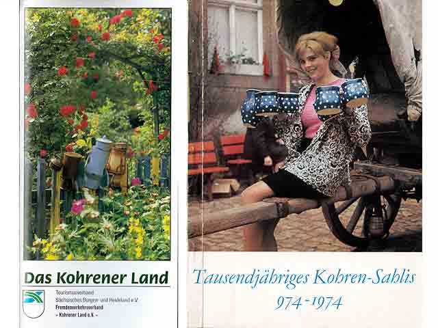 Tausendjähriges Kohren-Sahlis 974 - 1974. Hrsg. Rat der Stadt Kohren-Sahlis. Beigelegt Flyer von 1999 mit Gastgeberverzeichnis "Das Kohrener Land". Hrsg. Tourismusverband