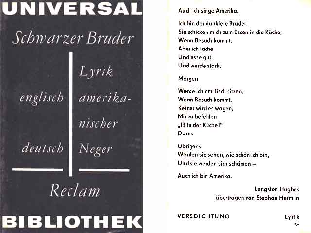 Schwarzer Bruder. Lyrik amerikanischer Neger. Gedichte, Spirituals, Work Songs, Protestlieder. Englisch - Deutsch. 2. Auflage