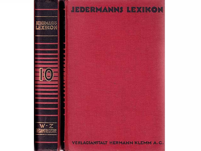 Jedermanns Lexikon in zehn Bänden mit über 350 teils farbigen Tafeln, Landkarten und statistischen Darstellungen. Bände 1 bis 10 komplett