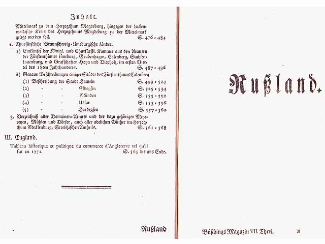 Magazin für die neue Historie und Geographie, angelegt von D. Anton Friedrich Büsching, Königl. Preußischem Oberconsistorialrath, Director des Gymnasii im grauen Kloster zu Berlin,  ...